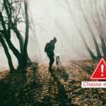 promenade en foret avec son chien et la chasse