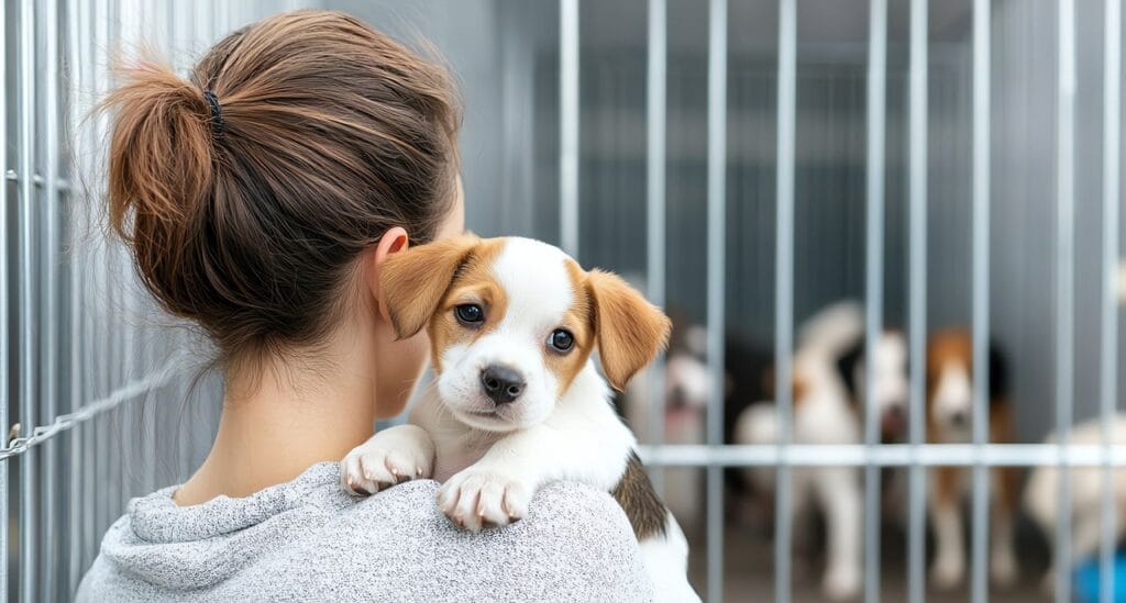 femme adopte un chiot a la spa