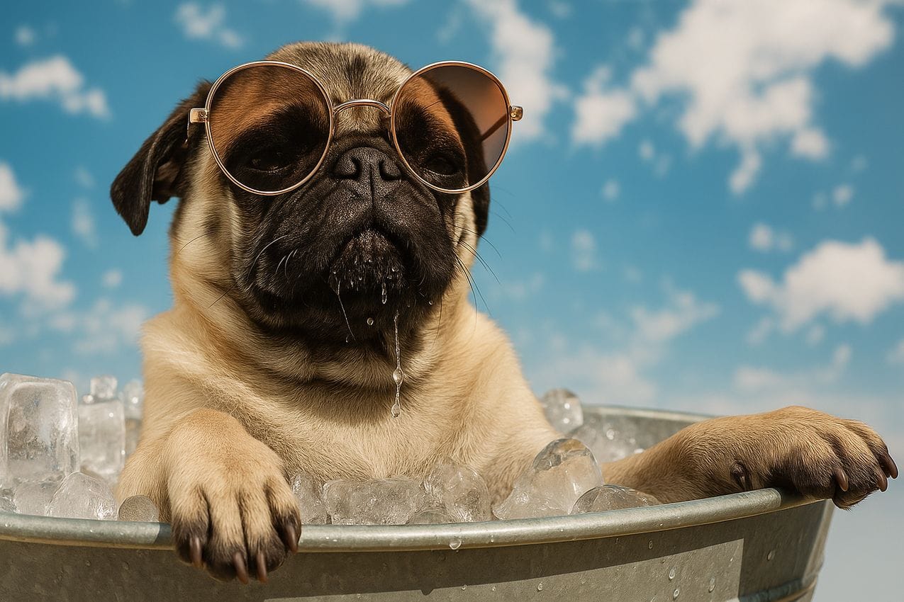 carlin qui prend un bain frais