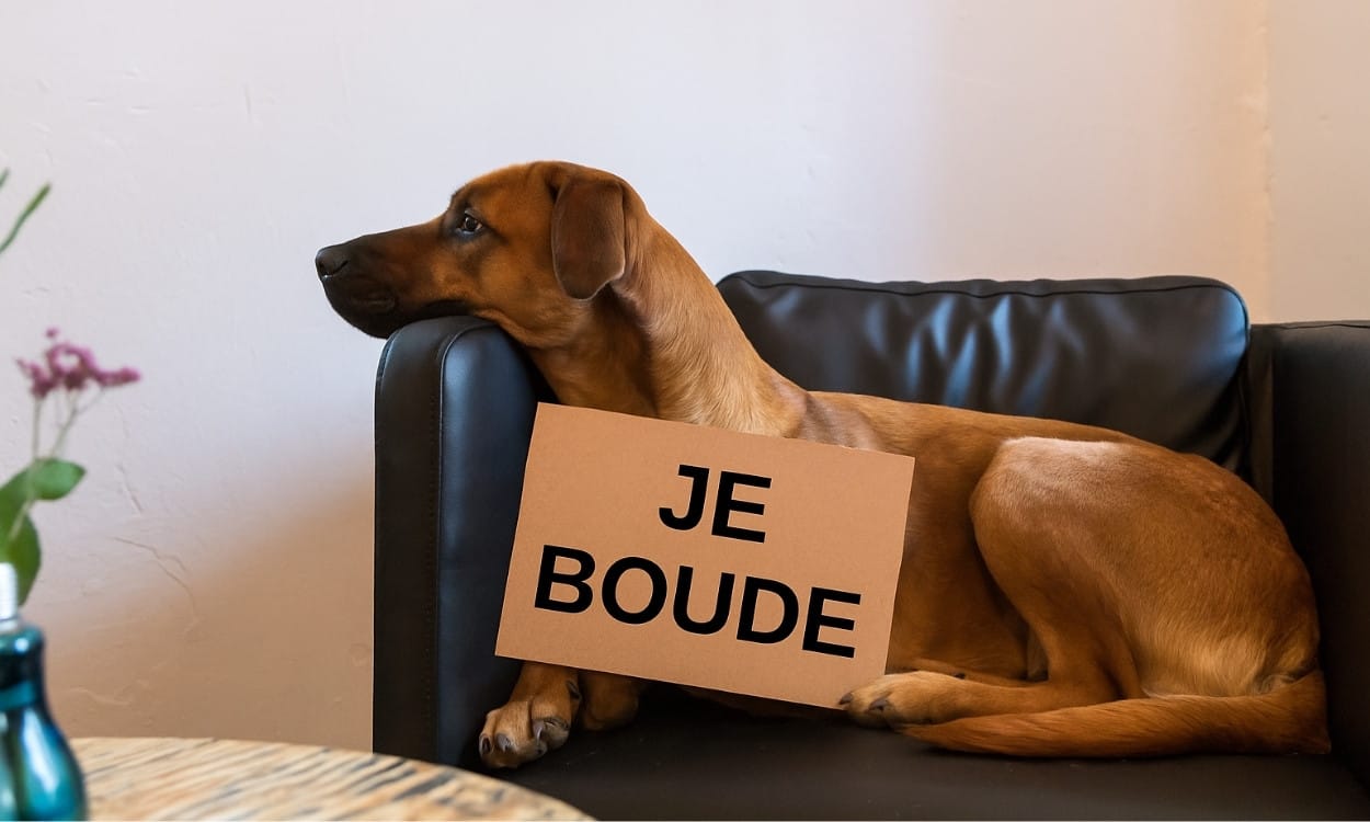 chien qui boude à votre retour de vacances