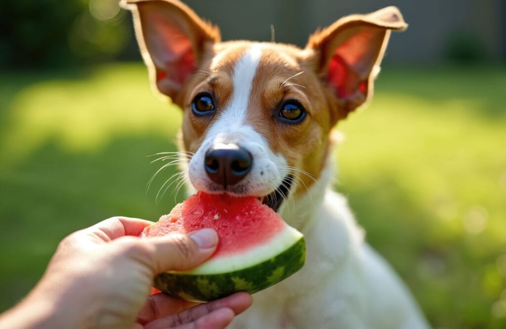 chien jack russel mange de la pastèque