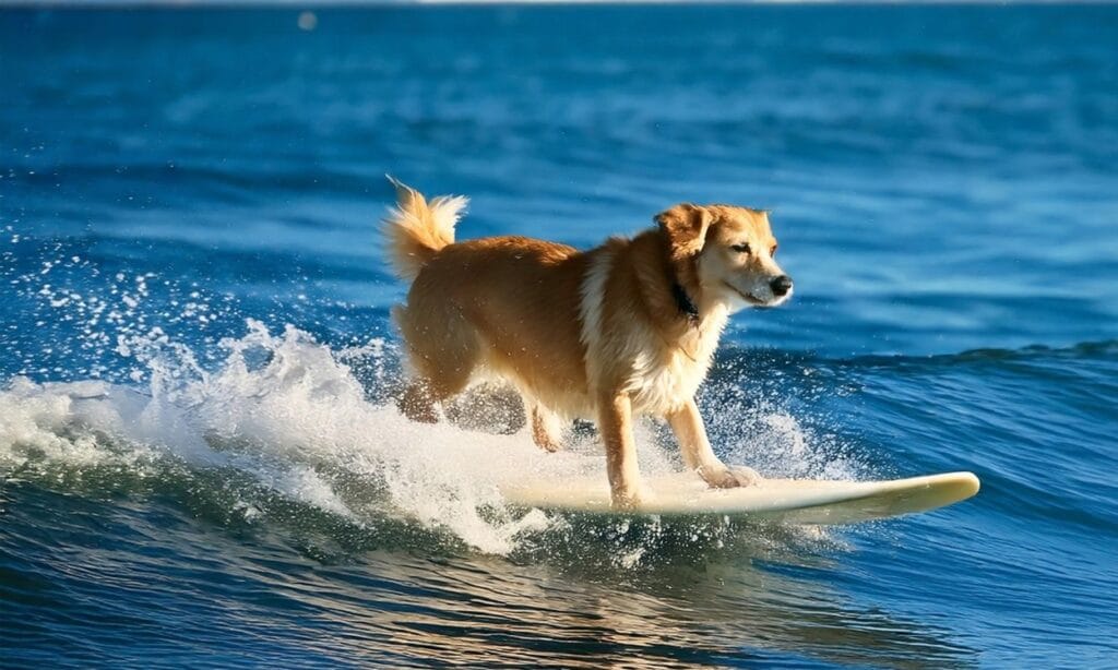 Chien qui surf