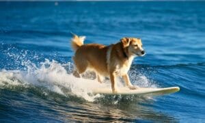 Chien qui surf
