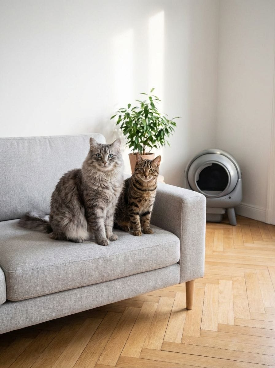 Mes deux chats testeurs avec la litière EasyCat